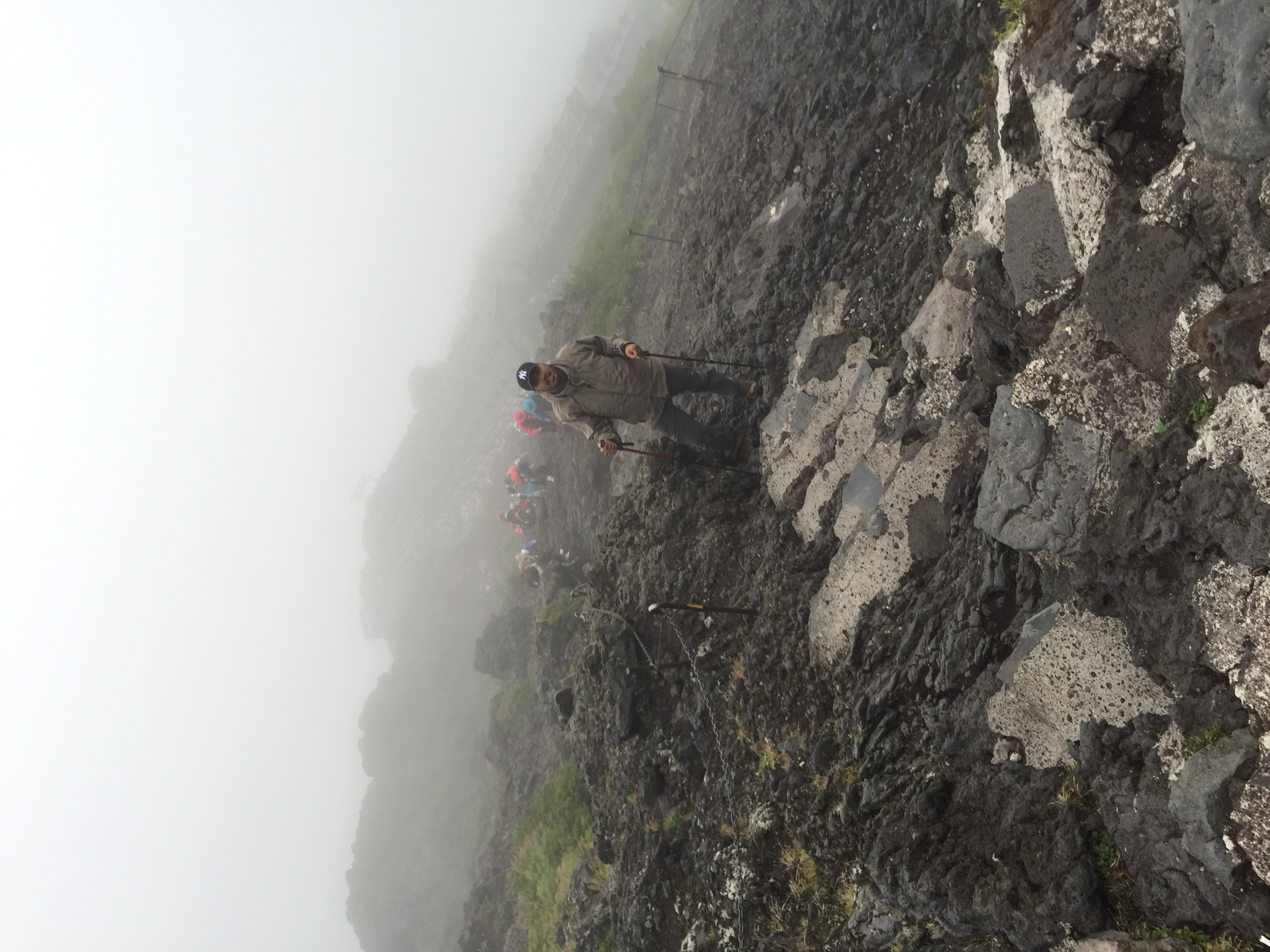 Climbing Mount Fuji — steep, ashy terrain