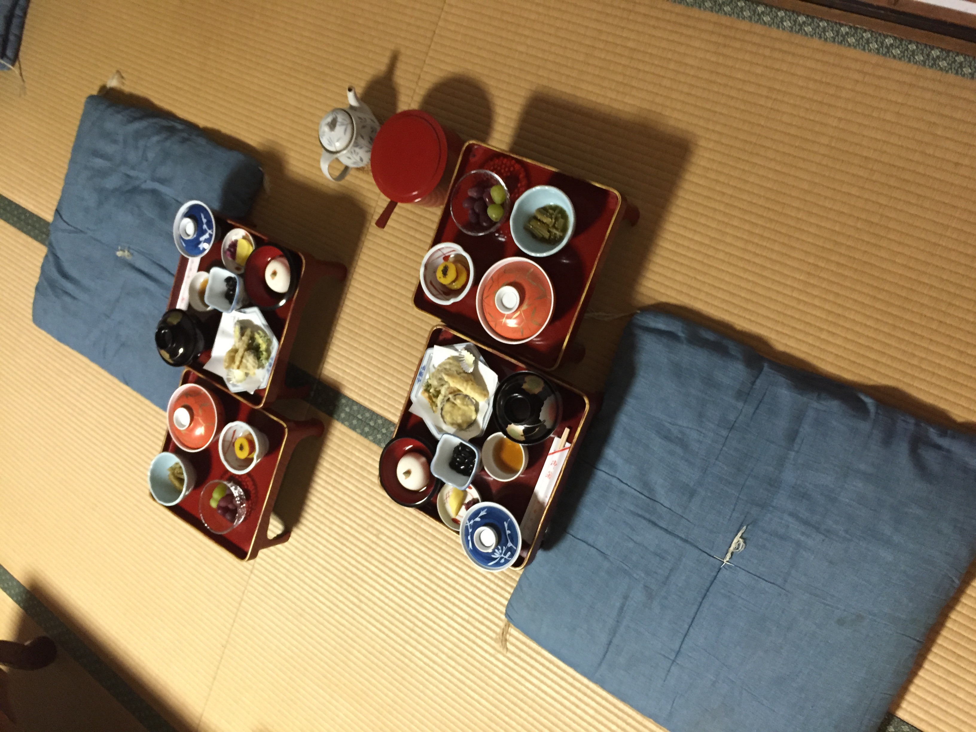 A tray of temple food served during our stay