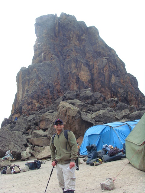 Tent set up near Lava Tower in the alpine desert.