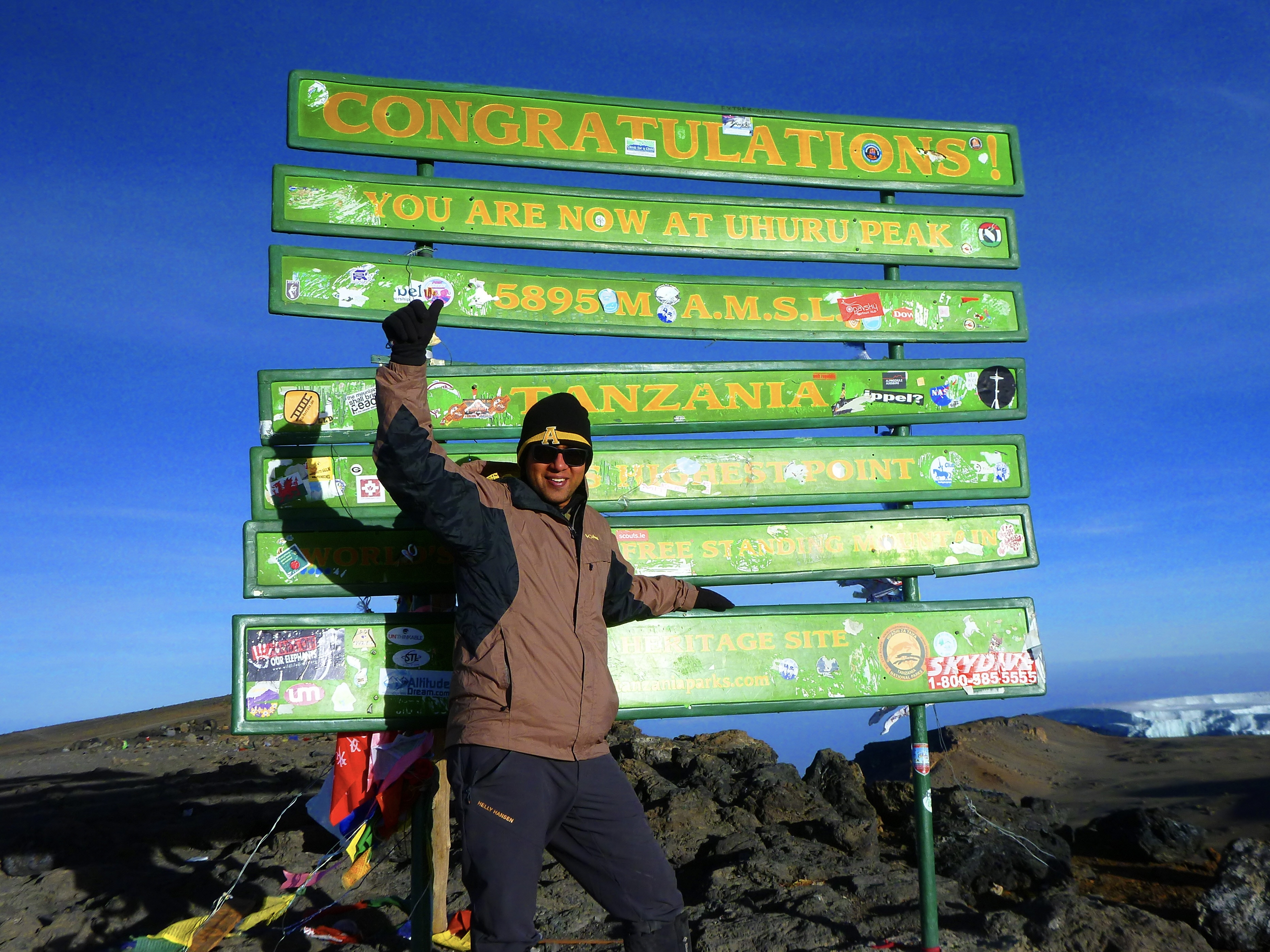 Uhuru Peak sign, Kilimanjaro summit